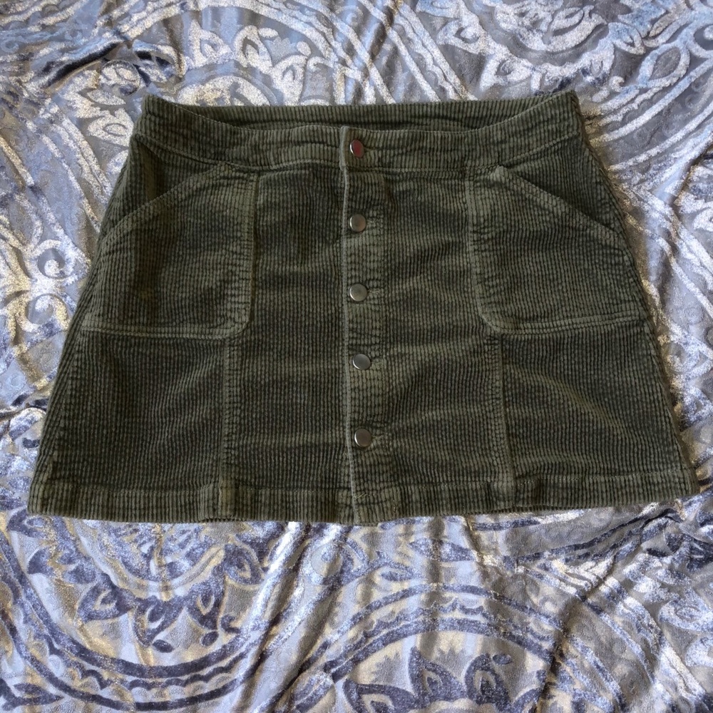 Green corduroy skirt